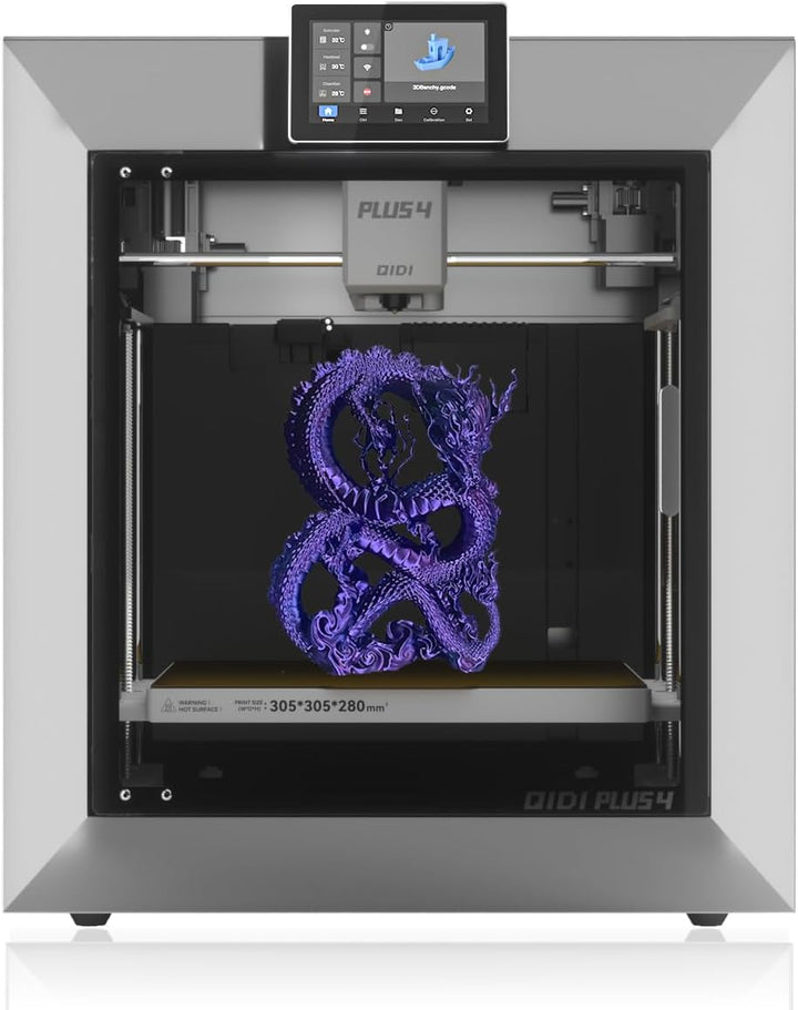 QIDI PLUS4 3D Printer, Max 600mm/s High-Speed Printing, 65℃ Chamber Heat, Fully Auto Leveling, 370°C Direct Extruder with Integrated Nozzle, Support PPS-CF Filaments, Large Print Size 12"x12"x11"