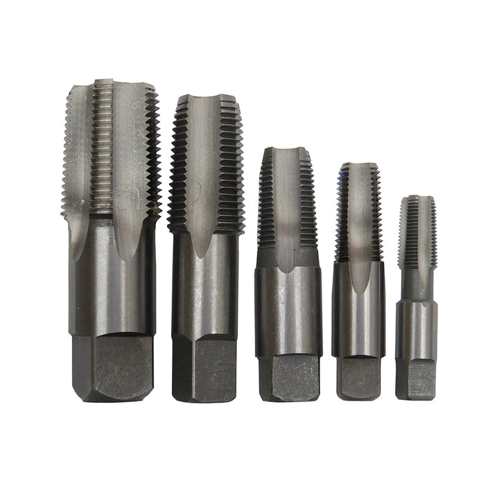 Drill America - POUCSNPT5 5 Piece NPT Pipe Tap Set (1/8", 1/4", 3/8", 1/2" and 3/4"), Plastic Pouch Case, POU Series