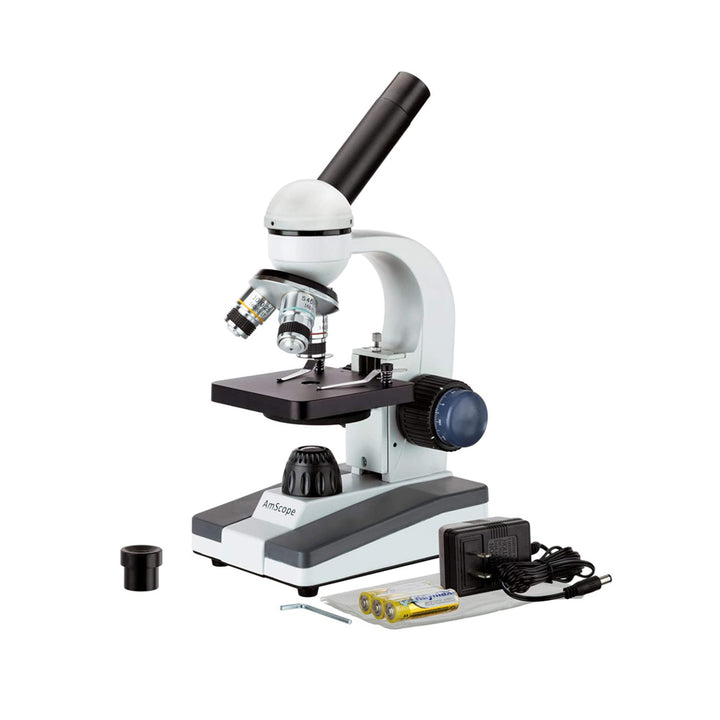 AmScope M150C-I 40X-1000X All-Metal Optical Glass Lenses Cordless LED Student Biological Compound Microscope