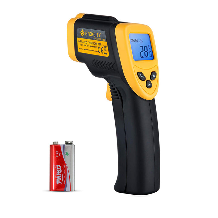 Etekcity Infrared Thermometer 1080 (Not for Human) Temperature Gun Non-Contact Digital Lasergrip -58℉~1022℉ (-50℃～550℃), Yellow and Black