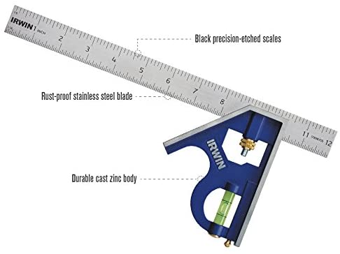 Irwin Tools Combination Square, Metal-Body, 12", 1794469