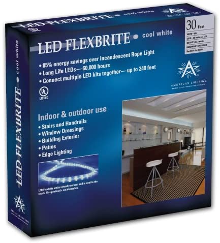 American Lighting LR CW Dimamble LED Rope Light, Interconnectable, Highly Flexible, No Drivers Required, Cool White, 9-Feet 120V Flexbrite Kit