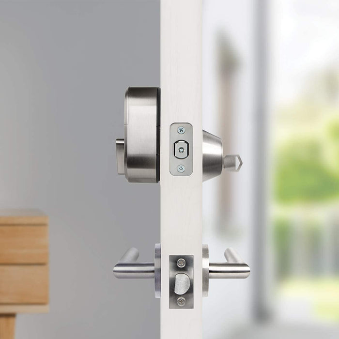 August Smart Lock + Connect Wi-Fi Brige, Satin Nickel, Compatible with Alexa & Other Smart Home Systems