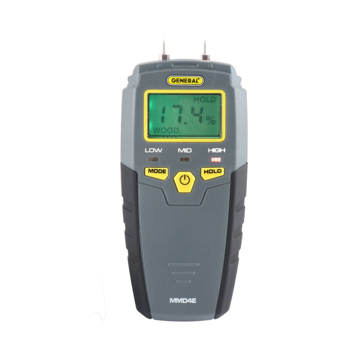 General Tools MMD4E Digital Moisture Meter, Water Leak Detector, Moisture Tester, Pin Type, Backlit LCD Display